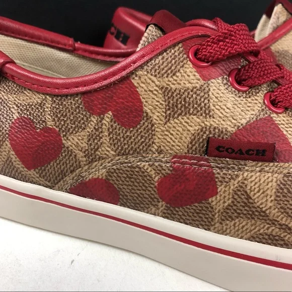 Coach CitySole Coated Canvas & Leather Sneakers Signature C Hearts ❤️ NIB - Picture 3 of 11